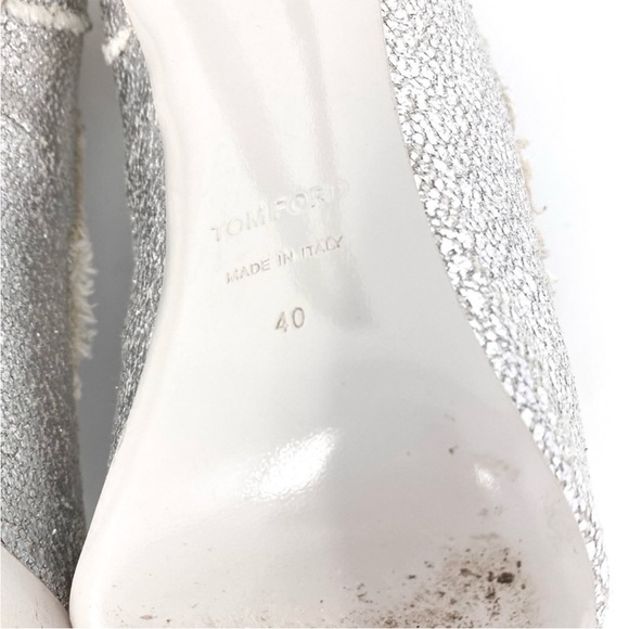 TOM FORD SILVER AND BLACK POINT TOE HEELS SHOES SZ 40 or 10 - Picture 8 of 12